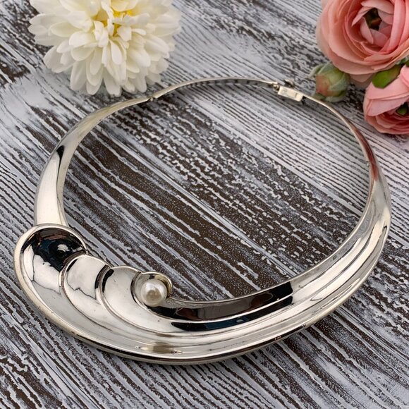 Antonio Pineda Wing Pearl 970 Sterling Silver Choker Necklace RARE 50's TAXCO - Picture 4 of 14